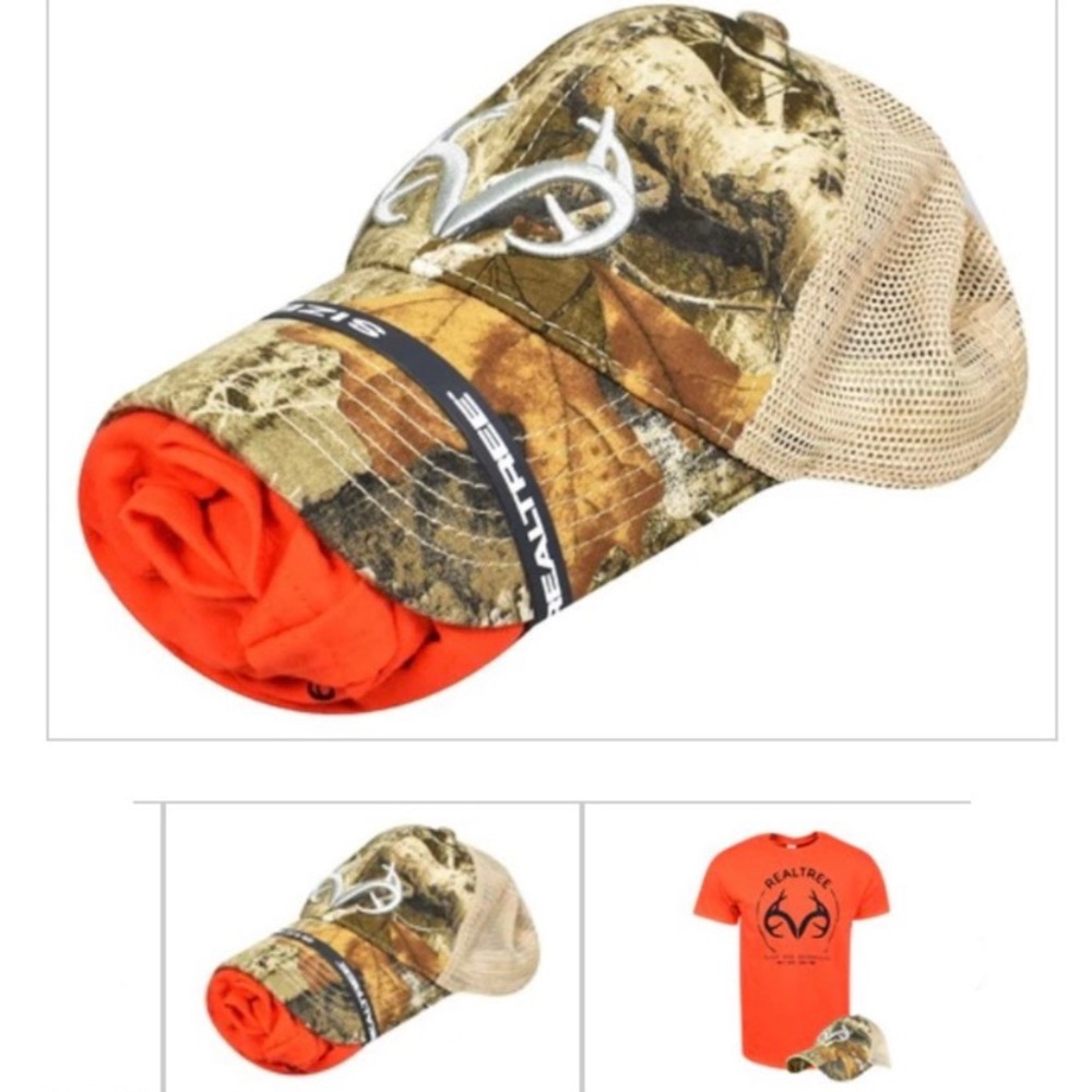 NWT Realtree Camo Cap and Orange Tee Bundle